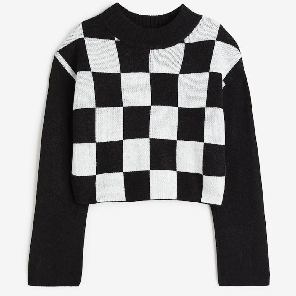 H&M Black and White Mock Neck Sweater